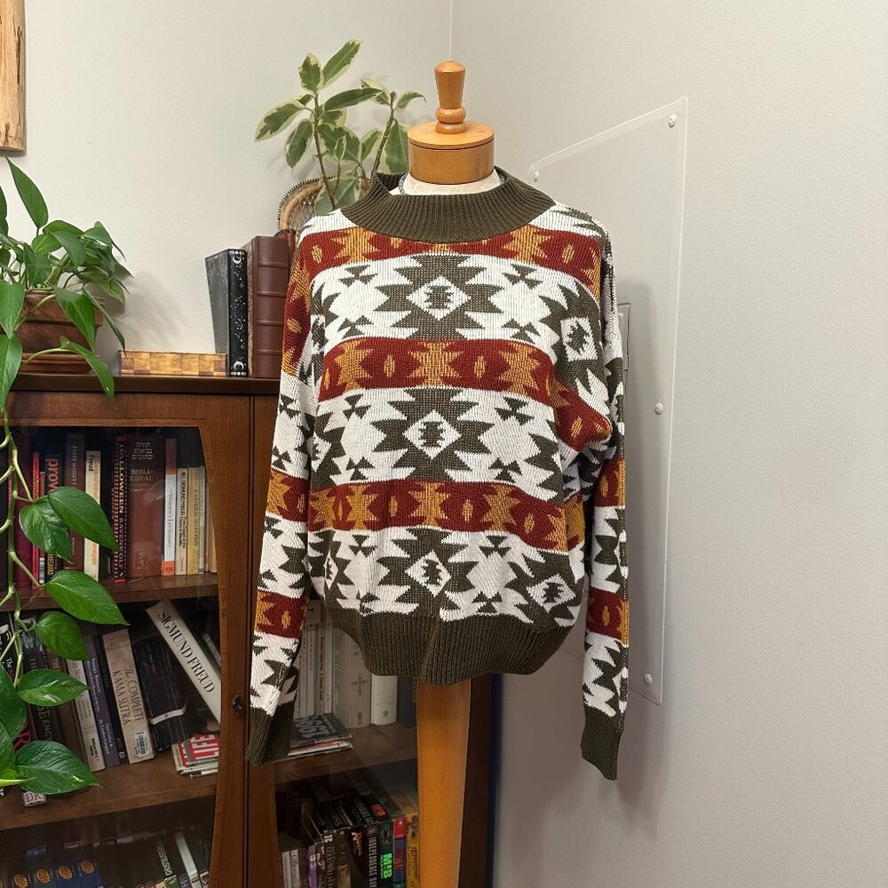 Vintage Western Print Sweater